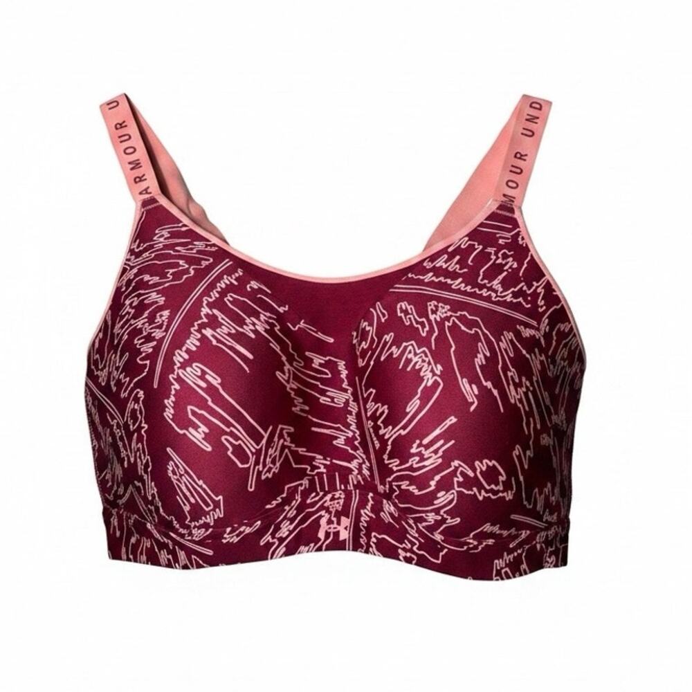 UA 3XL Infinity High Impact Pink Print Sports Bra Under Armour Adjustable Strap